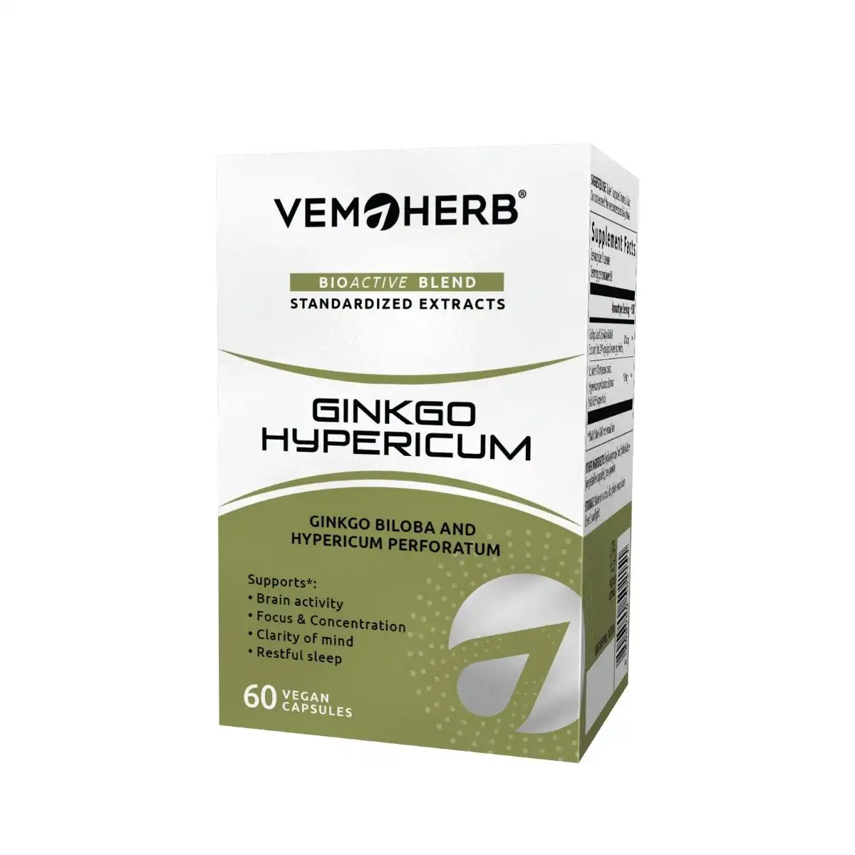 GH (1) Ginkgo Hypericum (Ginkgo biloba and St. John's Wort), 60 capsules I VemoHerb<sup>®</sup> - Image 1