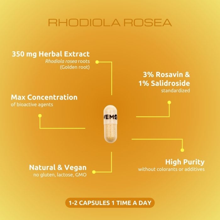 Rhodiola Rosea (Golden Root), 90 capsules I VemoHerb<sup>®</sup> - Image 3